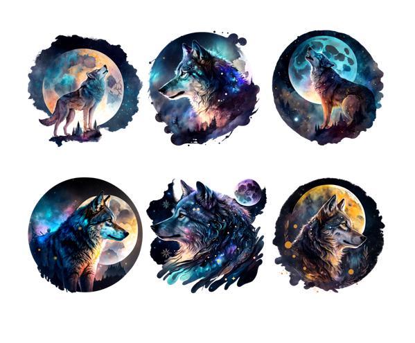 Bügelbild Bügelmotiv Wolf Mond Junge Mädchen Verschiedene Größen Bügelbild Bügelmotiv Wolf Mond Junge Mädchen Verschiedene Größen von HeupelStore