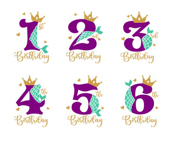 Bügelbild Bügelmotiv Zahl Geburtstag Meerjungfrau Junge Mädchen Verschiedene Größen von HeupelStore