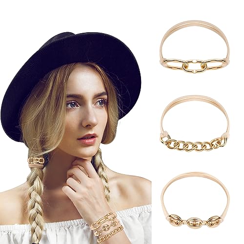 Armband Haargummis Haargummi mit Set Mädchen Modische Haaraccessoires Elastisch Haarschmuck für Damen und Mädchen 3 Stück Gold von Heveer