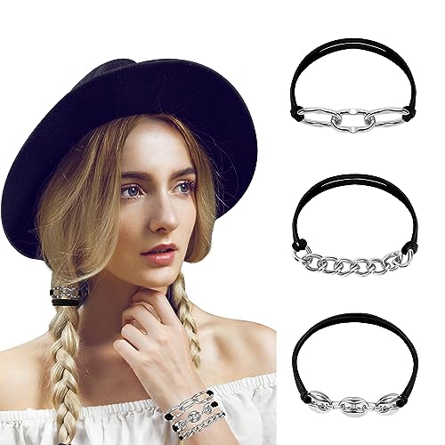 Armband Haargummis Haargummi mit Set Mädchen Modische Haaraccessoires Elastisch Haarschmuck für Damen und Mädchen 3 Stück Silber von Heveer