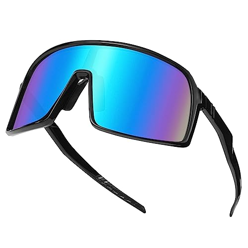 Fahrradbrille Sonnenbrille Herren Polarisierte Sportbrille UV400 Schutzbrille für Reiten Ski Laufen Sport im Freien Blau von Heveer