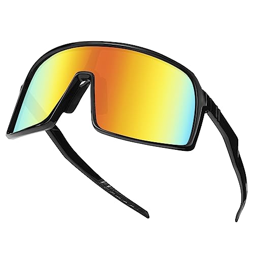 Fahrradbrille Sonnenbrille Herren Polarisierte Sportbrille UV400 Schutzbrille für Reiten Ski Laufen Sport im Freien Rot von Heveer