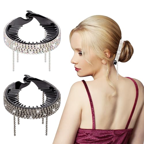 Französische Bananen-Kamm Flexible Haarspangen Kämme Haarklammer Große Haarnadel Haarklammern Haarknoten Clip für Frauen Damen Mädchen 2 Stück von Heveer