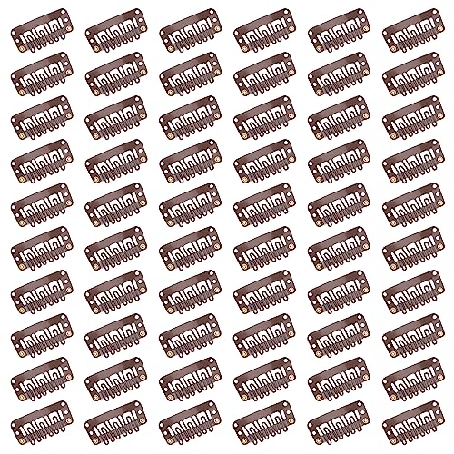 Haarverlängerung Clips Perückenclips U Form Haar Extensions Klips Zubehör für Feste Perücken Frauen Männer 60 Stück Braun von Heveer