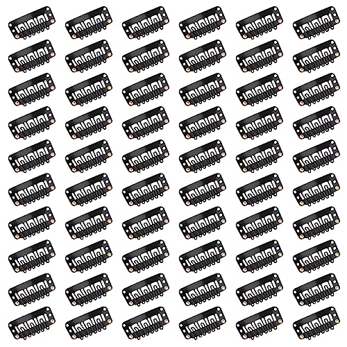 Heveer Haarverlängerung Clips Perückenclips U Form Haar Extensions Klips Zubehör für Feste Perücken Frauen Männer 60 Stück Schwarz 3,2*1,6 cm von Heveer