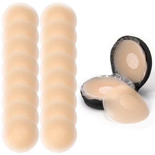 Heveer Silikon Nipple Covers Nippelpads für Damen mit Reisebox Selbstklebende Nippel Abdeckungen für Sommer Dressy Tanks Tops 8 Paar von Heveer