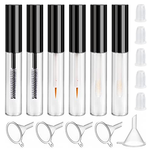 Leere Mascara Tube und Eyeliner Flasche und Lipgloss-Fläschchen 6 Stück 4ml mit 10 Stück Trichtern und Gummieinsätzen Wimpernbürste Tubes Set für Rizinusöl Mascara von Heveer