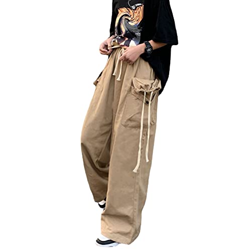 Hewlshawn Damen Goth Cargohose Baggy Hose mit weitem Bein Vintage Casual Harajuku Hose von Hewlshawn