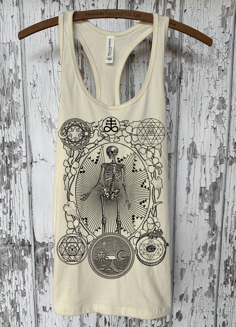 Frauen Alchemist Tank Top Magic Heilige Geometrie Mystic Psychedelic Skeleton Shirt von HexAppealClothing