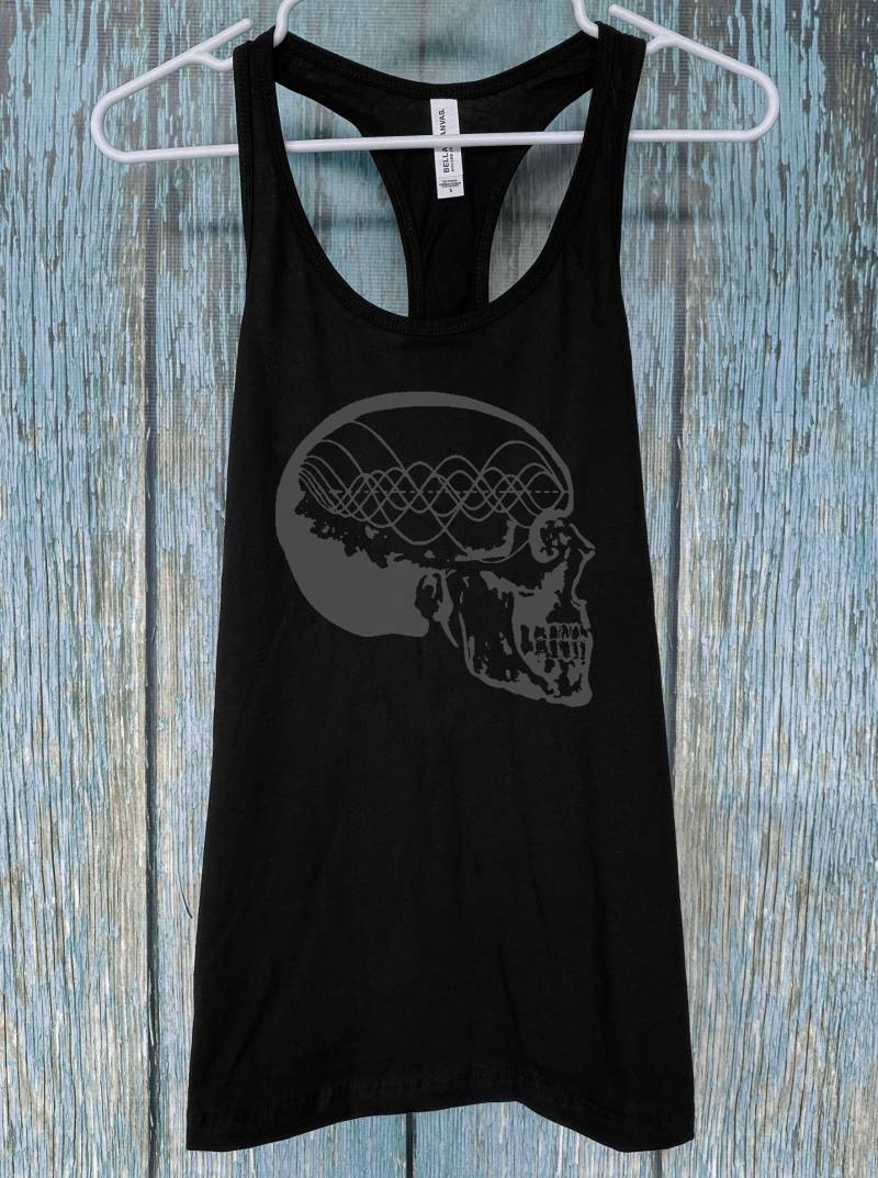 Frauen Music Minded Tank Top Ton Welle Schädel Heilige Geometrie Frequenz Pythagoras Shirt von HexAppealClothing