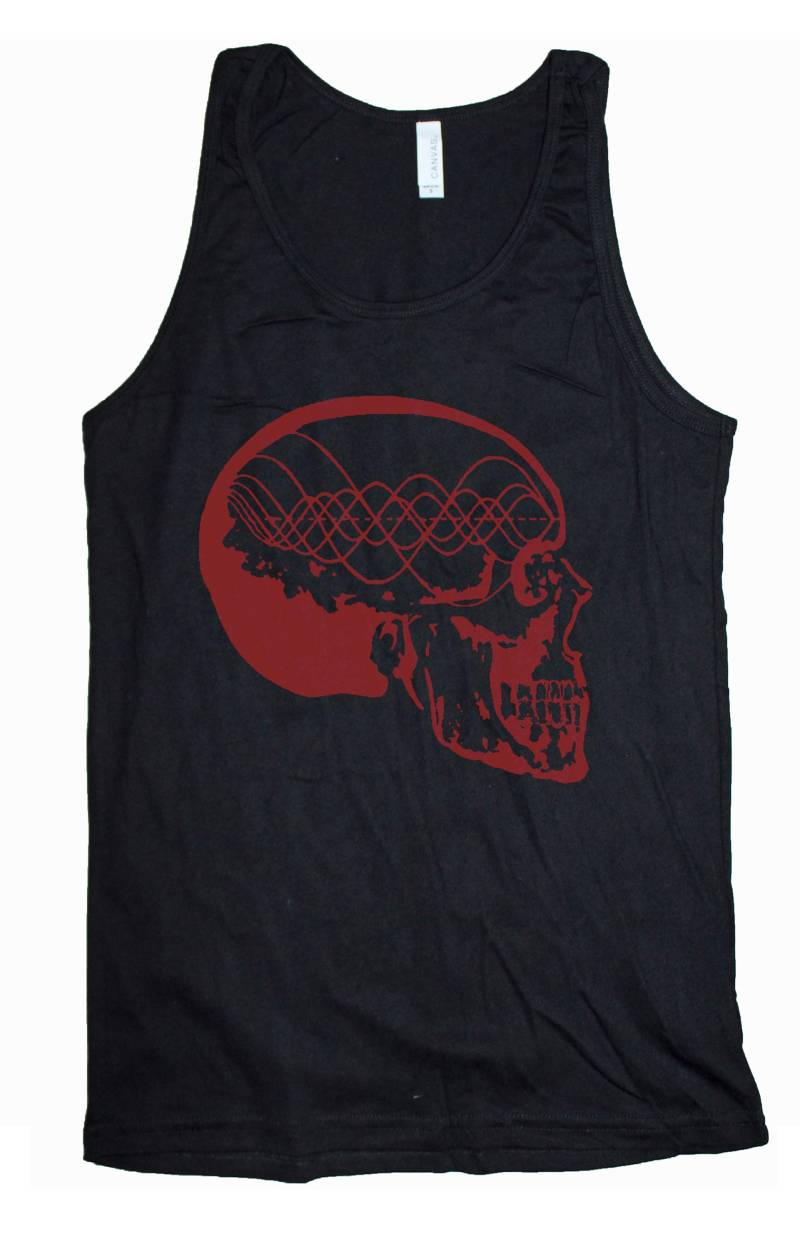 Herren Music Minded Shirt Tone Wave Skull Heilige Geometrie Frequenz Pythagoras Tank Top von HexAppealClothing