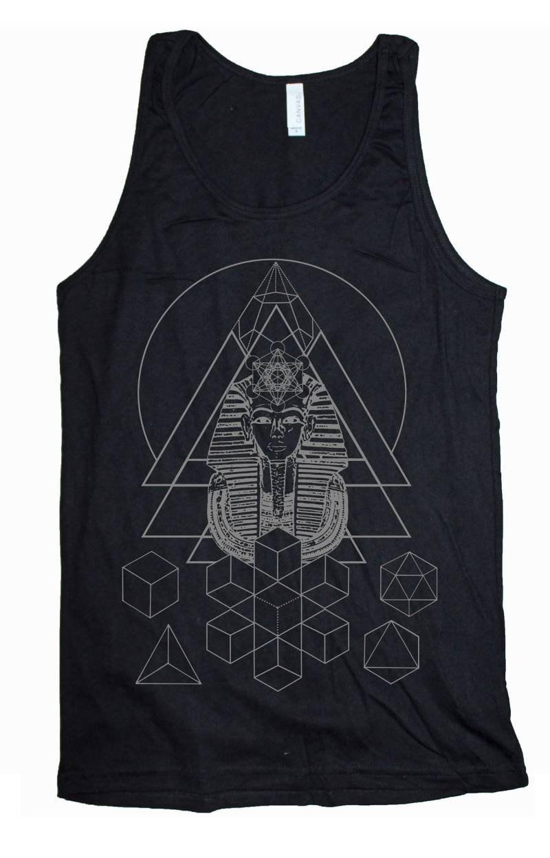 Herren Pharaos Traum Heilige Geometrie Ägypter Metatron Siebdruck Tanktop von HexAppealClothing