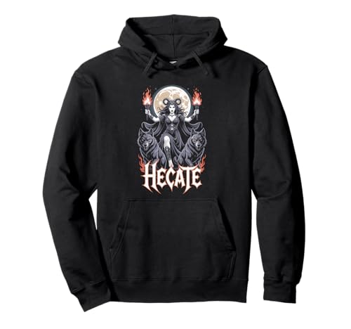 Hecate Göttin Hexerei Mond Wölfe Feuer Fackeln Magie Pullover Hoodie von HexCult