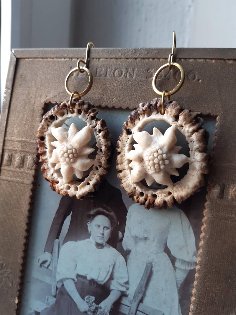 Geweih Ohrringe, Witchy Schmuck, Upcycled Pagan von HexNwerk