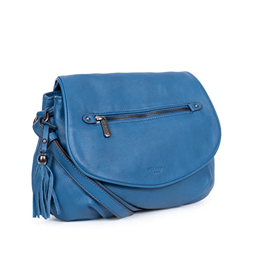 Hexagona Damen Paris Travers-Pour Collection Sauvage-Azur-en Cuir de vachette Souple Gras-Porté Croise Femme Petit Sac à Main bandoulière von Hexagona