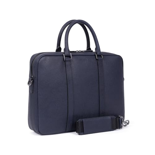 Hexagona Dandy, Hexagona Paris Aktentasche für Herren Dandy Collection Navy aus hochwertigem genarbtem Rindsleder 2 Nicht verstellbare Griffe Umhängetasche Aktentasche, Marine Dandy, 2060352100TU von Hexagona