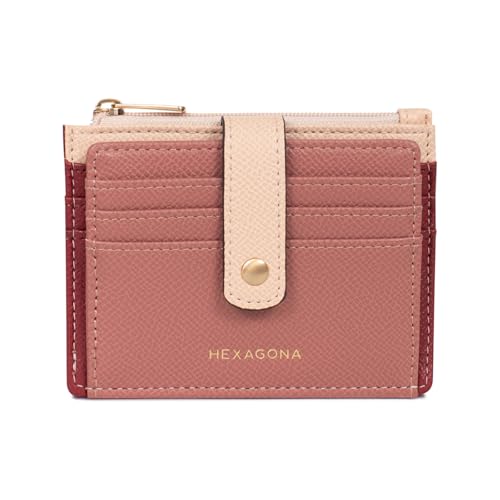 Hexagona - Kartenetui mit 1 Klappe, kompatibel mit Kreditkarten – für Damen – Kollektion Merline, Bordeaux/Mehrfarbig, Klassisch von Hexagona