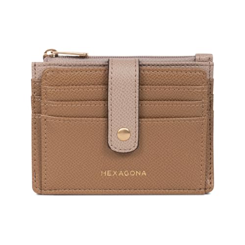 Hexagona - Kartenetui mit 1 Klappe, kompatibel mit Kreditkarten – für Damen – Kollektion Merline, Rinde / Taupe, Klassisch von Hexagona