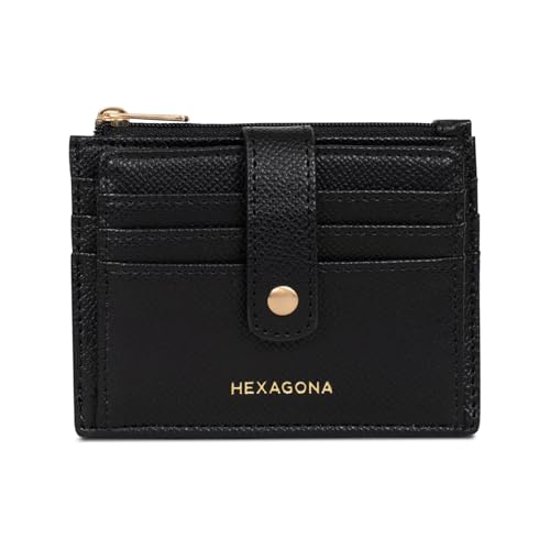 Hexagona - Kartenetui mit 1 Klappe, kompatibel mit Kreditkarten – für Damen – Kollektion Merline, Schwarz , Klassisch von Hexagona