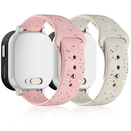 Hexasider 2 Stück Kinder Armband Kompatibel mit Xplora X6 Play/Xplora X6 Pro/Anio 5/Anio 6, 20mm Silikon Kids Smartwatch Ersatzband Armbänder Zubehör für Mädchen Jungen, Hellrosa+Polarstern von Hexasider