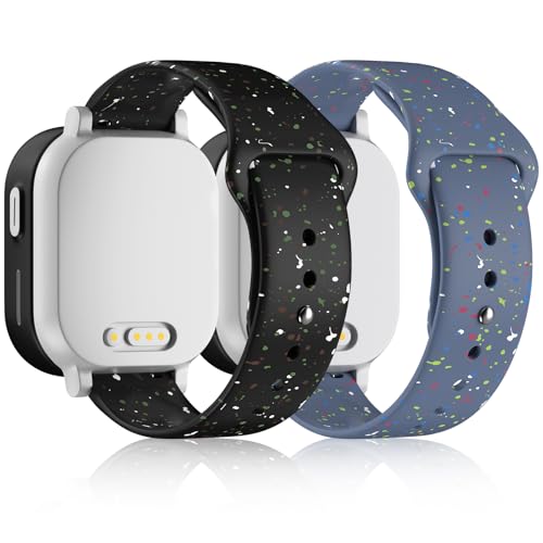 Hexasider 2 Stück Kinder Armband Kompatibel mit Xplora X6 Play/Xplora X6 Pro/Anio 5/Anio 6, 20mm Silikon Kids Smartwatch Ersatzband Armbänder Zubehör für Mädchen Jungen, Schwarz+NavyBlau von Hexasider