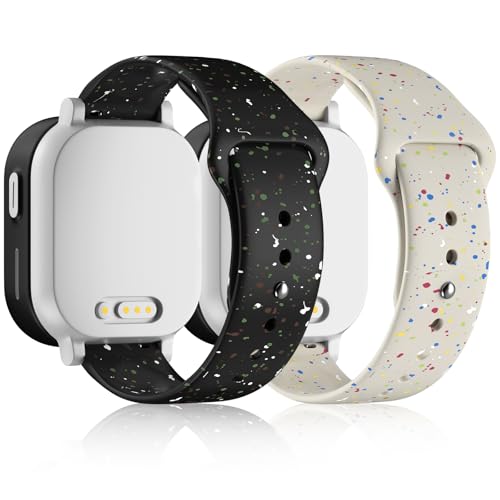 Hexasider 2 Stück Kinder Armband Kompatibel mit Xplora X6 Play/Xplora X6 Pro/Anio 5/Anio 6, 20mm Silikon Kids Smartwatch Ersatzband Armbänder Zubehör für Mädchen Jungen, Schwarz+Polarstern von Hexasider