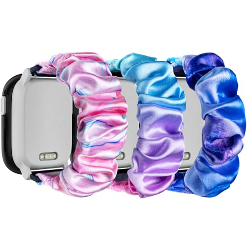 Hexasider 3 Stück Kinder Armband Kompatibel mit Xplora X6 Play/Xplora X6 Pro/Anio 5/Anio 6, 20mm Scrunchie Kids Smartwatch Ersatzband Armbänder für Mädchen Jungen, Multi-Rosa+BlauLila+Regenbogen von Hexasider