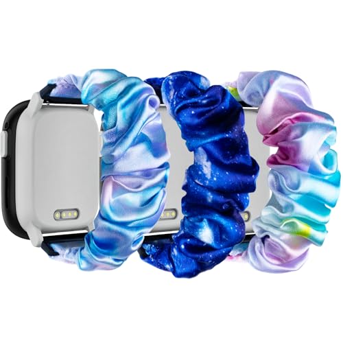 Hexasider 3 Stück Kinder Armband Kompatibel mit Xplora X6 Play/Xplora X6 Pro/Anio 5/Anio 6, 20mm Scrunchie Kids Smartwatch Ersatzband Armbänder Zubehör für Mädchen Jungen, RosaGrün+RosaBlau+BlauStarry von Hexasider