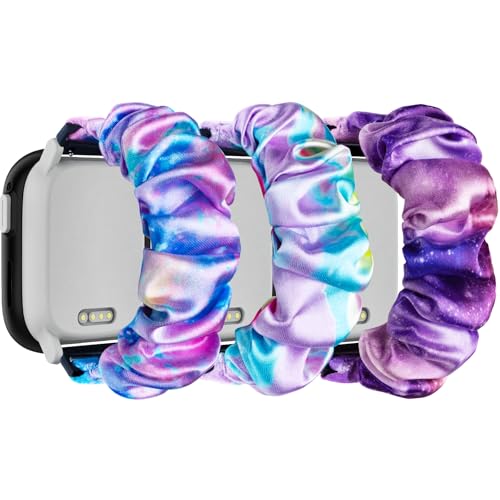 Hexasider 3 Stück Kinder Armband Kompatibel mit Xplora X6 Play/Xplora X6 Pro/Anio 5/Anio 6, 20mm Scrunchie Kids Smartwatch Ersatzband Armbänder für Mädchen Jungen, SpotRosa+RosaStarry+StripLila von Hexasider