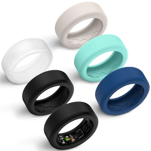 Hexasider 6 Stück Smart Ring Cover Passend für 7mm und 8mm Ring Smart, Anti-Scratch Silikon Schutzhülle für Working Out Gym Smart Rings Protector für Damen Herren (M+7mm) von Hexasider