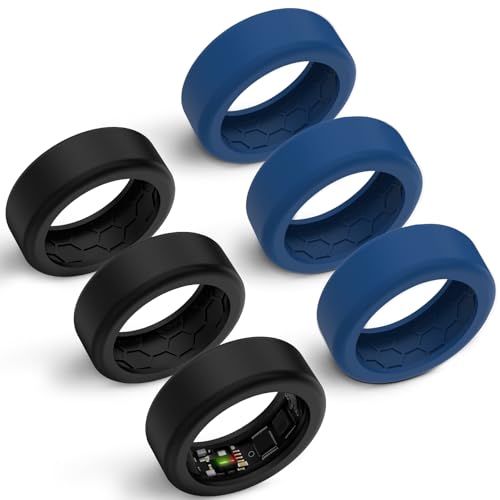 Hexasider 6 Stück Smart Ring Cover Passend für 7mm und 8mm Ring Smart, Anti-Scratch Silikon Schutzhülle für Working Out Gym Smart Rings Protector für Damen Herren (M+8mm) von Hexasider