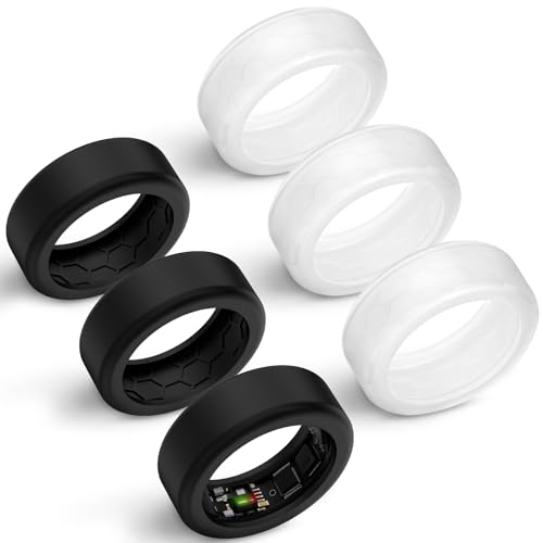 Hexasider 6 Stück Smart Ring Cover Passend für 7mm und 8mm Ring Smart, Anti-Scratch Silikon Schutzhülle für Working Out Gym Smart Rings Protector für Damen Herren (S+8mm) von Hexasider