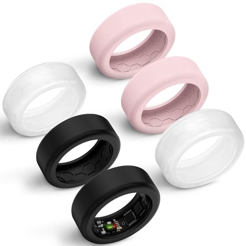 Hexasider 6 Stück Smart Ring Cover Passend für 7mm und 8mm Ring Smart, Anti-Scratch Silikon Schutzhülle für Working Out Gym Smart Rings Protector für Damen Herren (S+8mm) von Hexasider