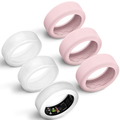 Hexasider 6 Stück Smart Ring Cover Passend für 7mm und 8mm Ring Smart, Anti-Scratch Silikon Schutzhülle für Working Out Gym Smart Rings Protector für Damen Herren (S+8mm) von Hexasider