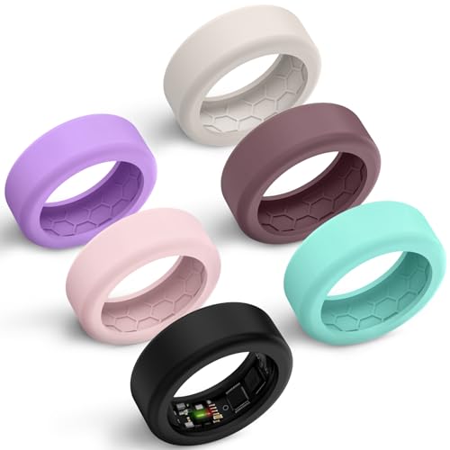 Hexasider 6 Stück Smart Ring Cover Passend für 7mm und 8mm Ring Smart, Anti-Scratch Silikon Schutzhülle für Working Out Gym Smart Rings Protector für Damen Herren (S+8mm) von Hexasider