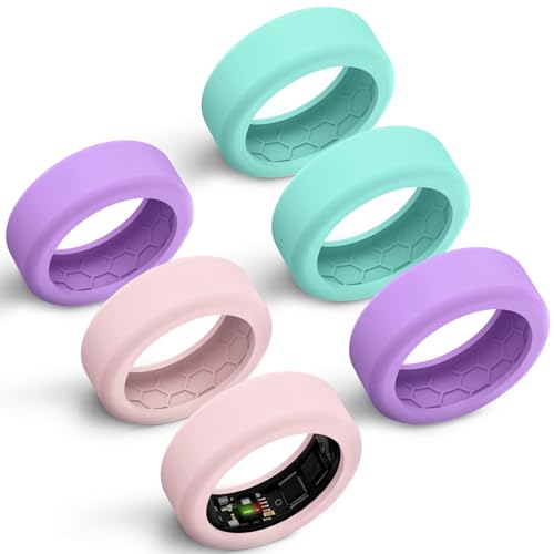 Hexasider 6 Stück Smart Ring Cover Passend für 7mm und 8mm Ring Smart, Anti-Scratch Silikon Schutzhülle für Working Out Gym Smart Rings Protector für Damen Herren (S+8mm) von Hexasider
