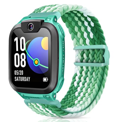 Hexasider Kinder Armband Kompatibel mit Watch Phone Z7/Z6/Z1, Nylon Geflochten Armbänder für imoo Smartwatch Kinder Z1/Z6/Z7 Ersatzbänder für Mädchen Jungen, MultiGrün von Hexasider