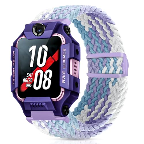Hexasider Kinder Armband Kompatibel mit Watch Phone Z7/Z6/Z1, Nylon Geflochten Armbänder für imoo Smartwatch Kinder Z1/Z6/Z7 Ersatzbänder für Mädchen Jungen, Violett von Hexasider