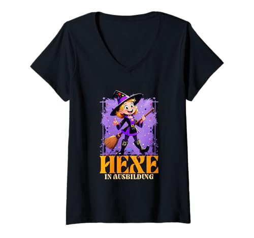 Damen Hexe In Ausbildung T-Shirt mit V-Ausschnitt Damen Hexe In Ausbildung T-Shirt mit V-Ausschnitt von Hexe Kostüm Halloween