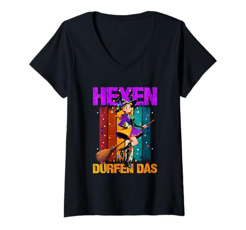 Damen Hexen Dürfen Das T-Shirt mit V-Ausschnitt Damen Hexen Dürfen Das T-Shirt mit V-Ausschnitt von Hexe Kostüm Halloween