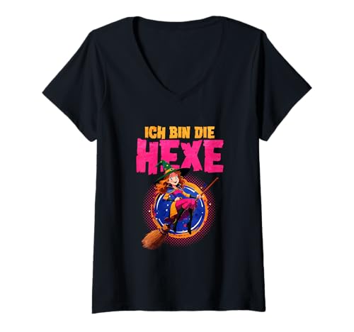 Damen Ich Bin Die Hexe T-Shirt mit V-Ausschnitt Damen Ich Bin Die Hexe T-Shirt mit V-Ausschnitt von Hexe Kostüm Halloween