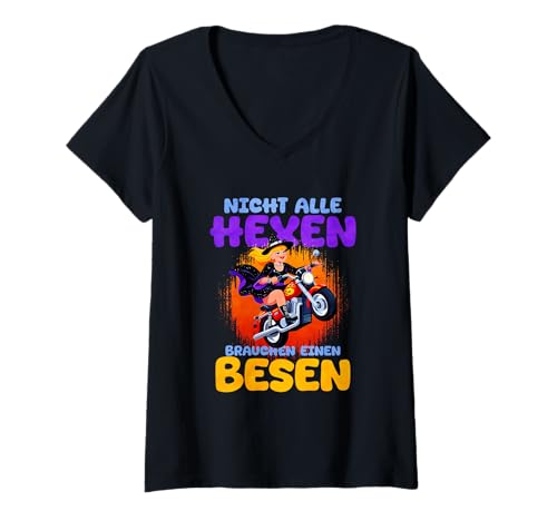 Damen Nicht Alle Hexen Brauchen Einen Besen T-Shirt mit V-Ausschnitt Damen Nicht Alle Hexen Brauchen Einen Besen T-Shirt mit V-Ausschnitt von Hexe Kostüm Halloween