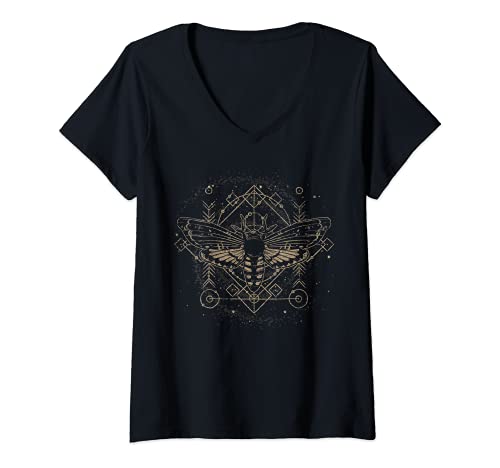 Damen Dunkle Magie Motte Wahrsager Astrologie Hexe Okkult T-Shirt mit V-Ausschnitt Damen Dunkle Magie Motte Wahrsager Astrologie Hexe Okkult T-Shirt mit V-Ausschnitt von Hexe Okkultismus Dunkle Magie Geschenk