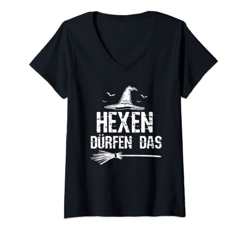 Damen Hexe Böse Alte Frau Sarkasmus Hexen Dürfen Das T-Shirt mit V-Ausschnitt von Hexen Dürfen Das