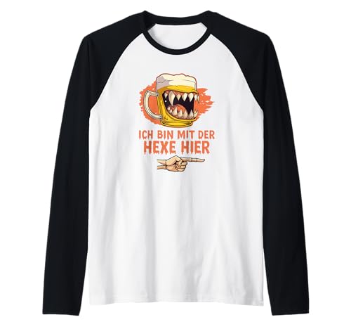 Ich Bin mit der Hexe Hier, Männer Kostüm Bier Halloween Raglan Ich Bin mit der Hexe Hier, Männer Kostüm Bier Halloween Raglan von Hexen Gothic Kleidung Damen Zubehör Geschenke