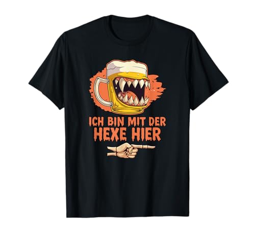 Ich Bin mit der Hexe Hier, Männer Kostüm Bier Halloween T-Shirt Ich Bin mit der Hexe Hier, Männer Kostüm Bier Halloween T-Shirt von Hexen Gothic Kleidung Damen Zubehör Geschenke