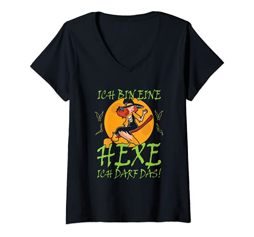 Damen Ich Bin Eine Hexe Ich Darf Das Halloween Kostüm T-Shirt mit V-Ausschnitt Damen Ich Bin Eine Hexe Ich Darf Das Halloween Kostüm T-Shirt mit V-Ausschnitt von Hexen Sprüche Geschenke