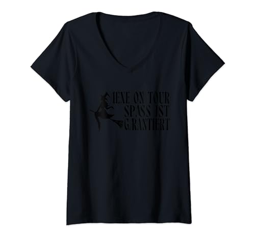 Damen Hexe on Tour Spass ist garantiert - Hexe Hexen T-Shirt mit V-Ausschnitt Damen Hexe on Tour Spass ist garantiert - Hexe Hexen T-Shirt mit V-Ausschnitt von Hexen und Hexenbesen - Alte Hexe