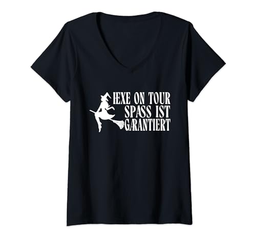 Damen Hexe on Tour Spass ist garantiert - Hexe Hexen T-Shirt mit V-Ausschnitt Damen Hexe on Tour Spass ist garantiert - Hexe Hexen T-Shirt mit V-Ausschnitt von Hexen und Hexenbesen - Alte Hexe