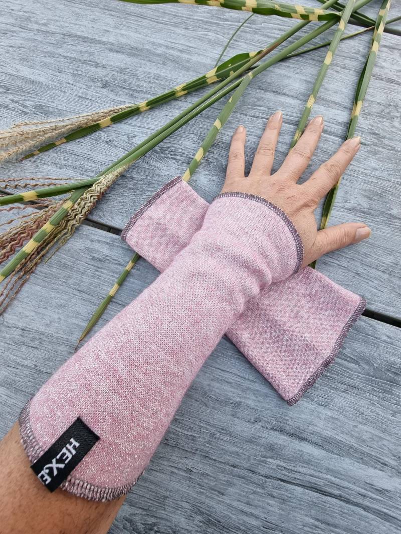 stulpen Aus Viscosejersey, Rosa-Silber Meliert, Ohne Daumen von Hexenklexe